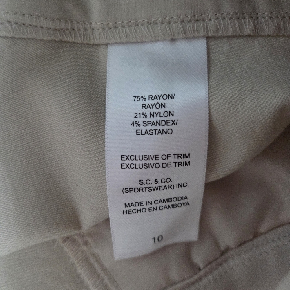 NWT S.C.& Co.Cream High-Waisted Capri Pants Sz.10 - Picture 4 of 8